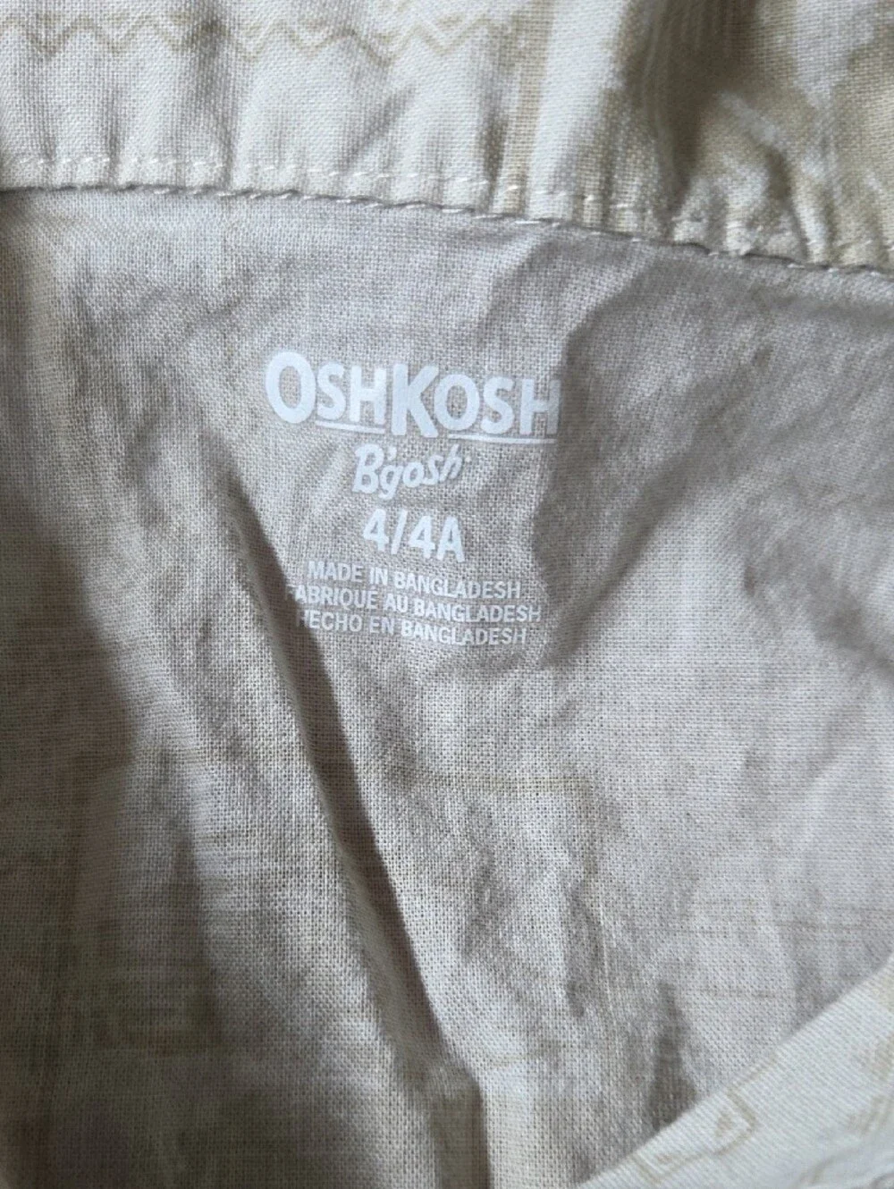 OshKosh B'gosh Light Beige Short-Sleeve Button-Down Shirt